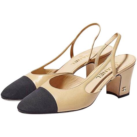 chanel shoes beige black|chanel black aa slingback heel.